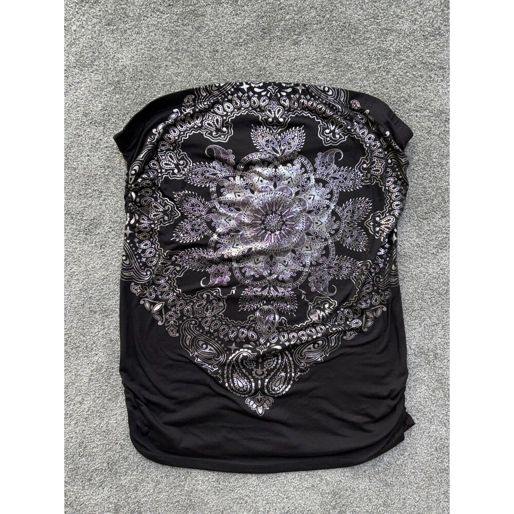 Urban Womens XL Strapless Tube Top Black Gothic Boho Y2K